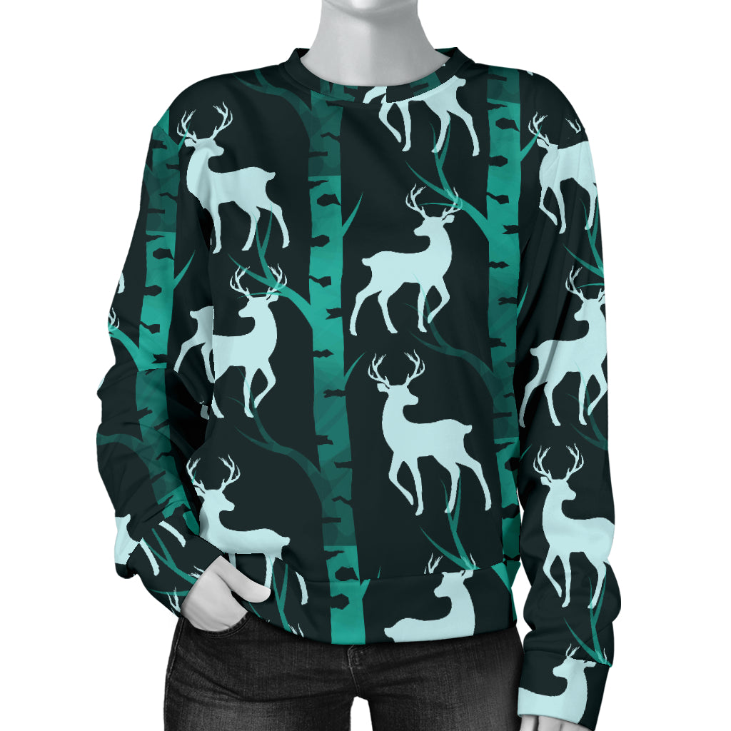 Deer Jungle Print Pattern Women Long Sleeve Sweatshirt