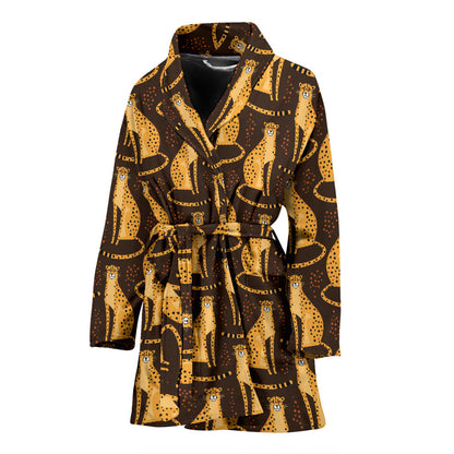 Cheetah Pattern Print Design 03 Women Bathrobe