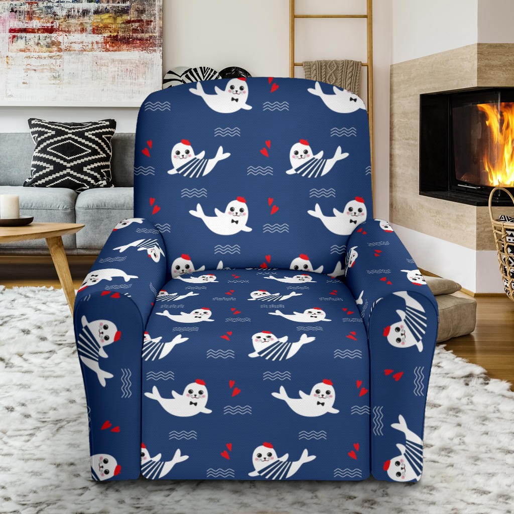 Sea Lion Print Design LKS403 Recliner Slipcover with Pocket