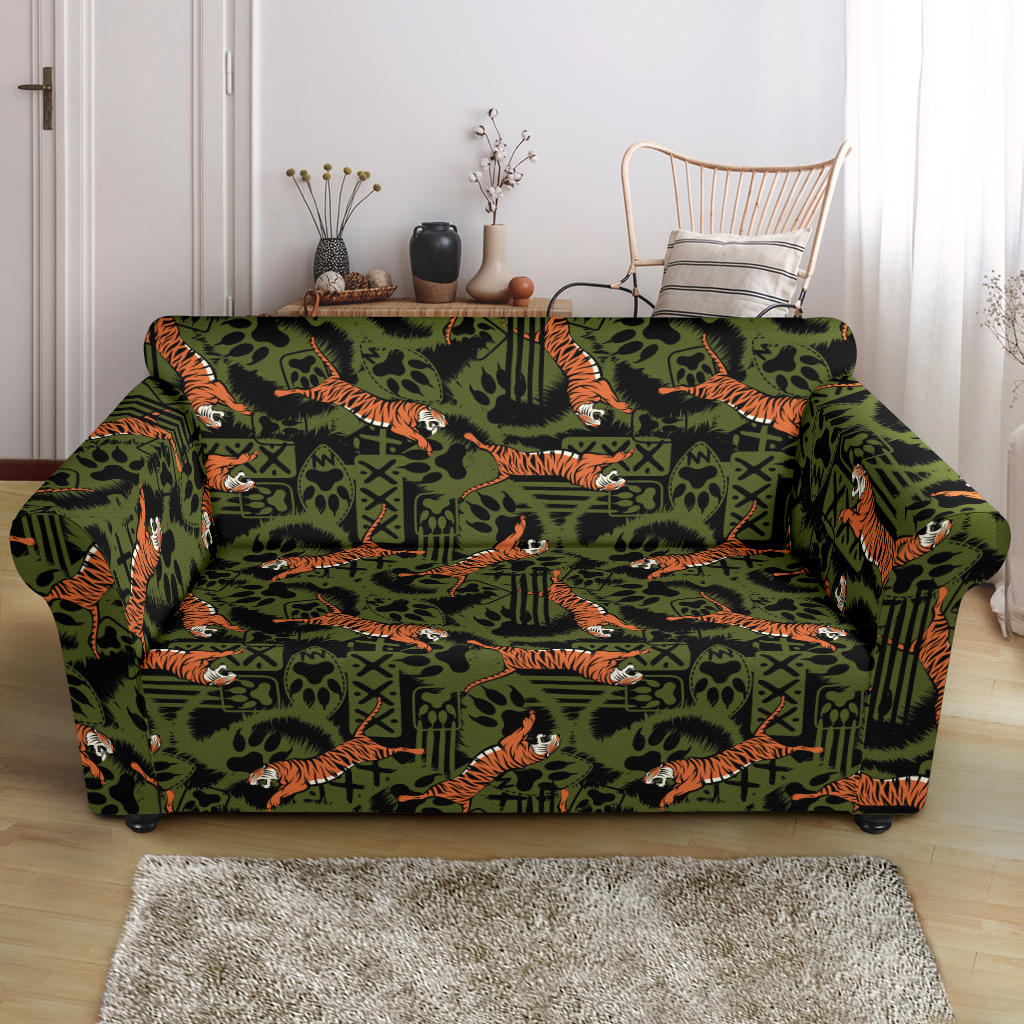 Tiger Pattern Print Design LKS303 Loveseat Couch Slipcover