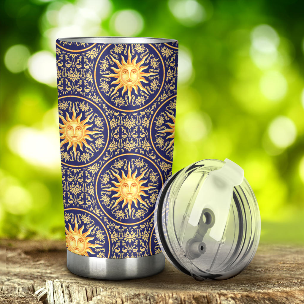 Celestial Gold Sun Face Tumbler