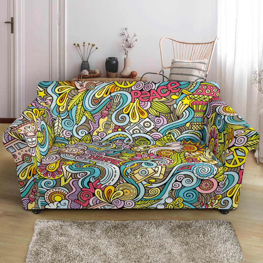 Hippie Print Design LKS301 Loveseat Couch Slipcover