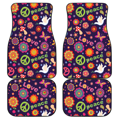 Flower Power Peace Design Print Car Floor Mats Front Back
