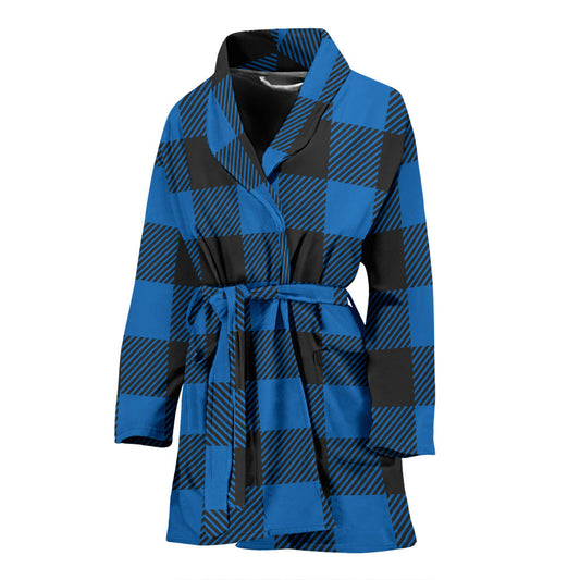 Buffalo check Blue Pattern Print Design 03 Women Bathrobe