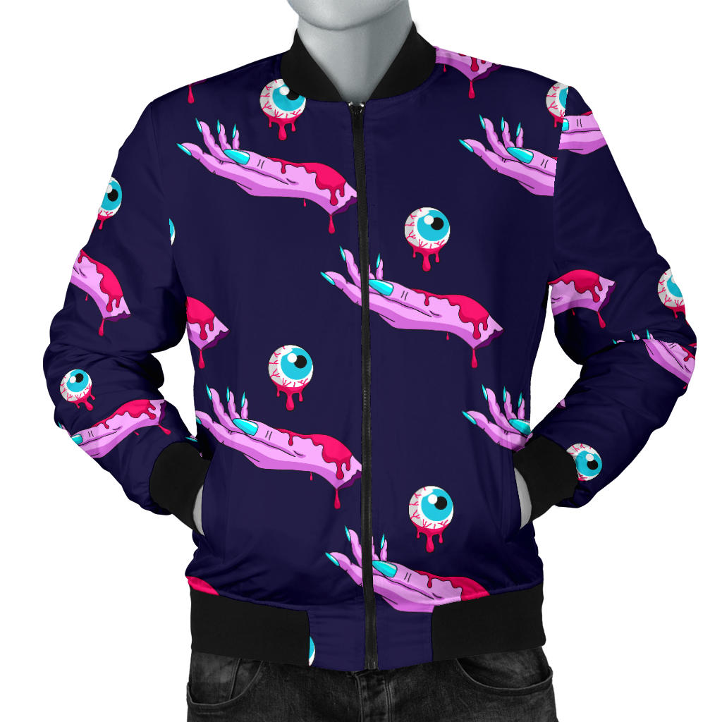 Zombie Pink Hand Design Pattern Print Men Bomber Jacket