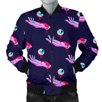 Zombie Pink Hand Design Pattern Print Men Bomber Jacket