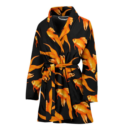 Goldfish Pattern Print Design 03 Women Bathrobe