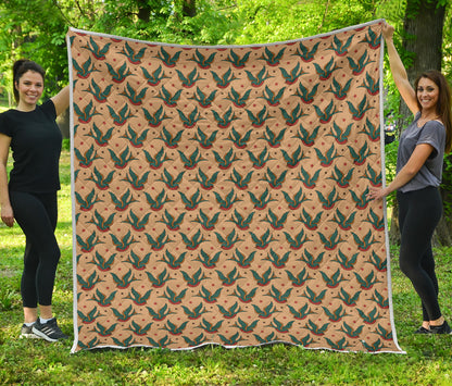 Old School Tattoo Swallow Design Quilt Bedspread