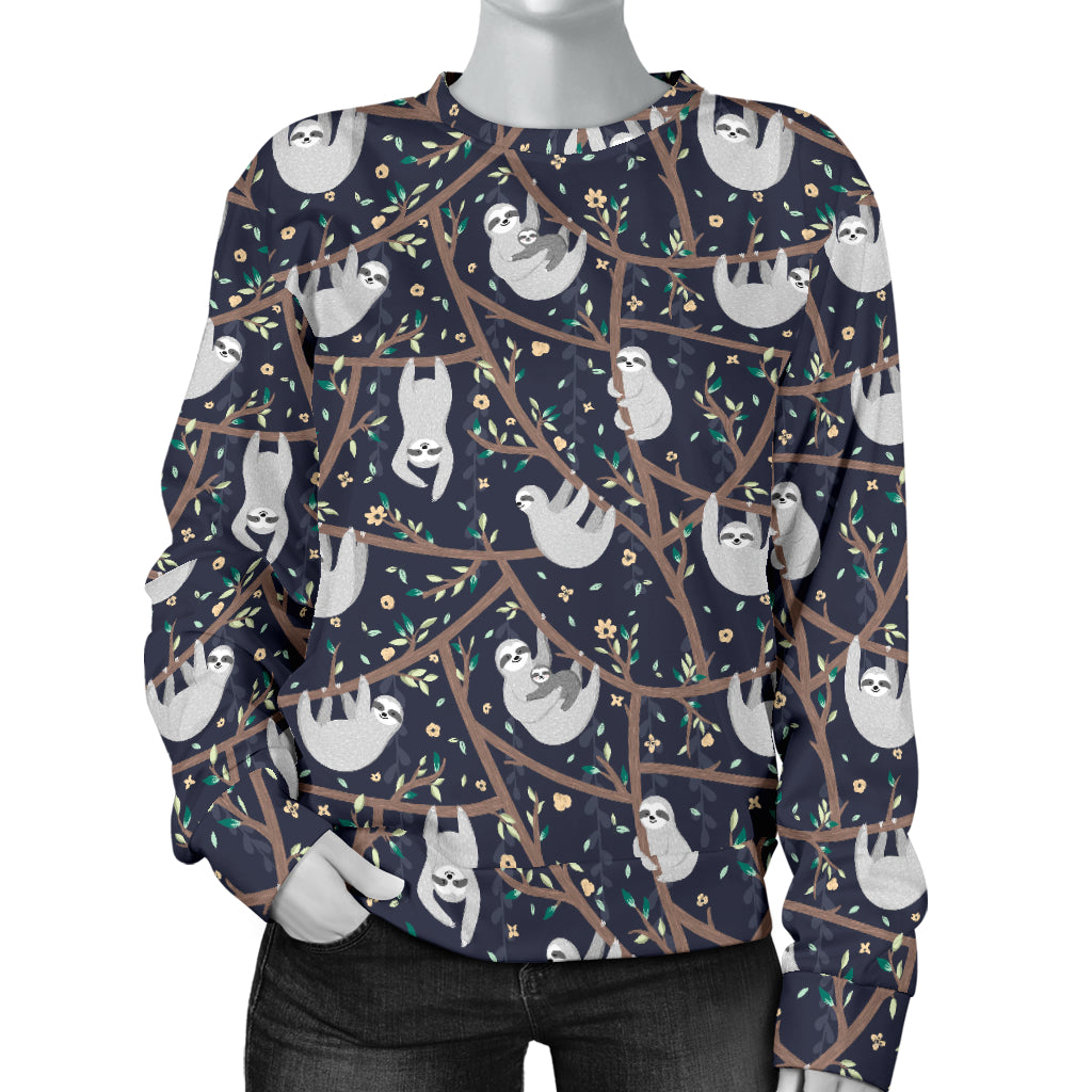 Sloth Happy Design Themed Print Women Long Sleeve Sweatshirt