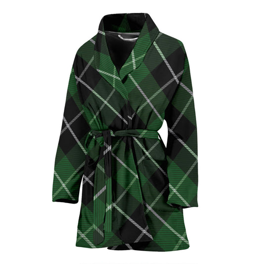 Plaid Green Pattern Print Design A05 Women Bathrobe