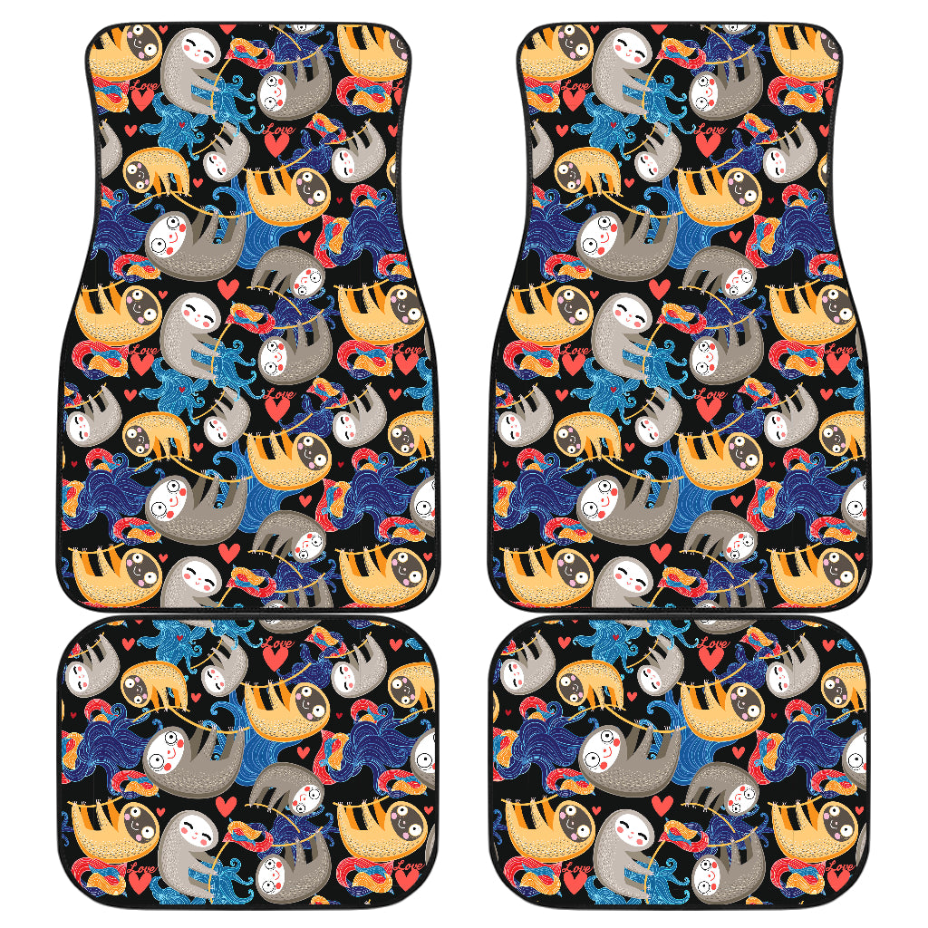 Sloth Cartoon Design Themed Print Car Floor Mats Front Back