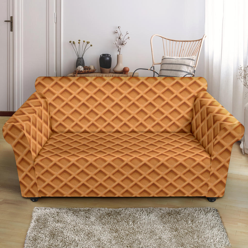 Waffle Texture Print Design LKS301 Loveseat Couch Slipcover