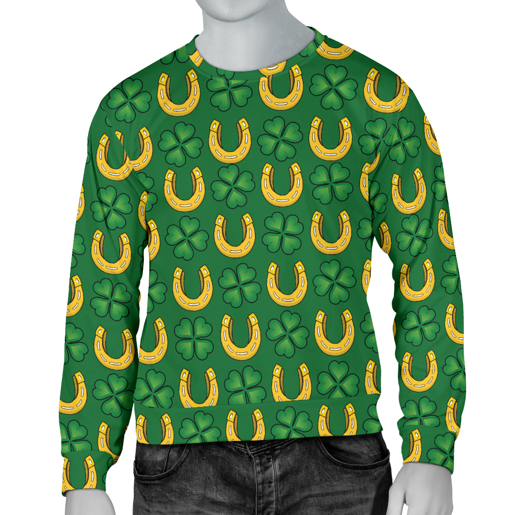 Shamrock Horseshoes Print Pattern Men Long Sleeve Sweatshirt
