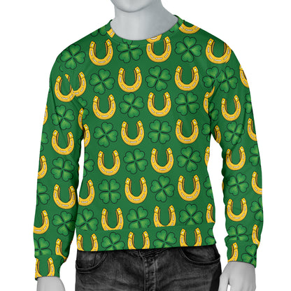 Shamrock Horseshoes Print Pattern Men Long Sleeve Sweatshirt