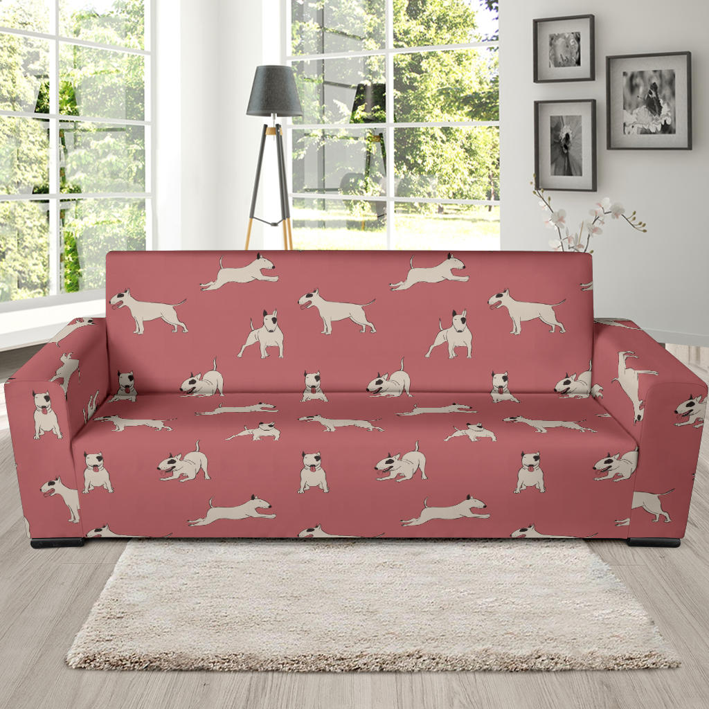 Bull Terriers Pattern Print Design 09 Sofa Slipcover