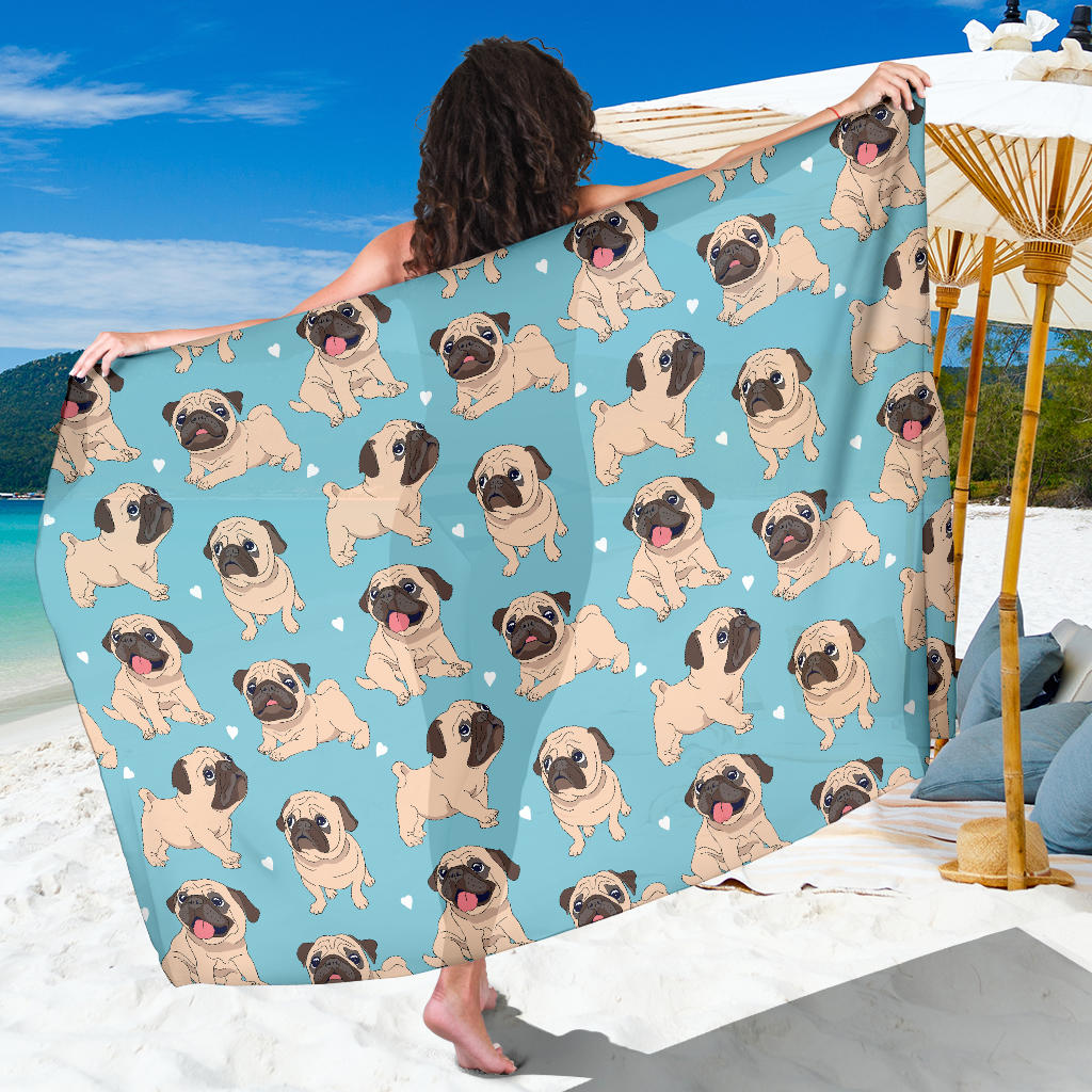 Pug Pattern Print Design A03 Sarong Pareo Wrap