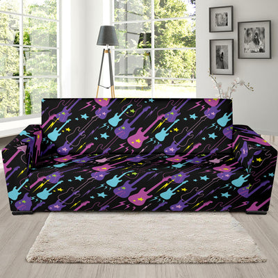 Electric Guitar Pattern Print Design 02 Sofa Slipcover