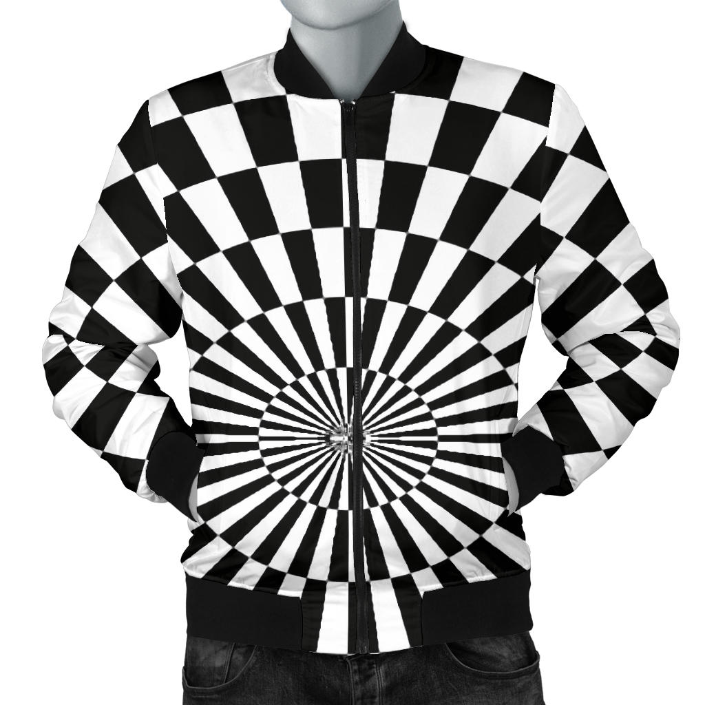 Checkered Flag Optical illusion Men Bomber Jacket