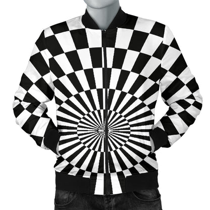 Checkered Flag Optical illusion Men Bomber Jacket