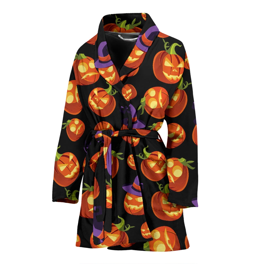 Witch Pumpkin Halloween Print LKS302 Women Bathrobe