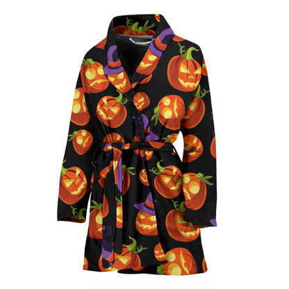Witch Pumpkin Halloween Print LKS302 Women Bathrobe