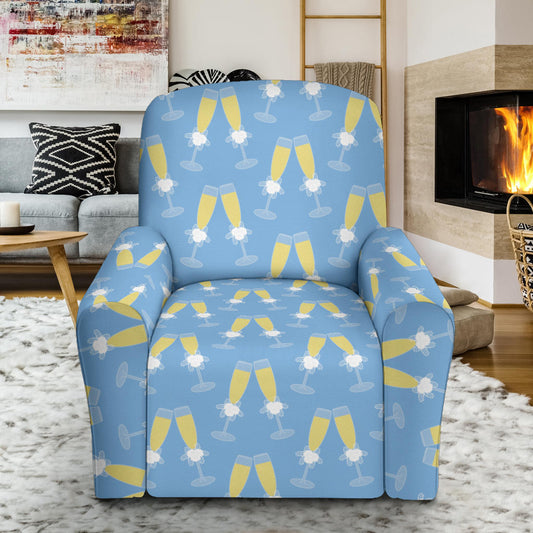 Champagne Pattern Print Design 06 Recliner Slipcover with Pocket