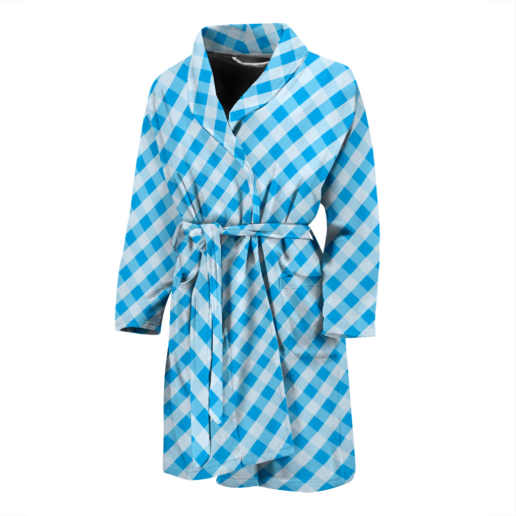 Gingham Print Design LKS401 Men Bathrobe