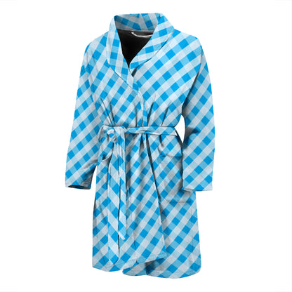 Gingham Print Design LKS401 Men Bathrobe