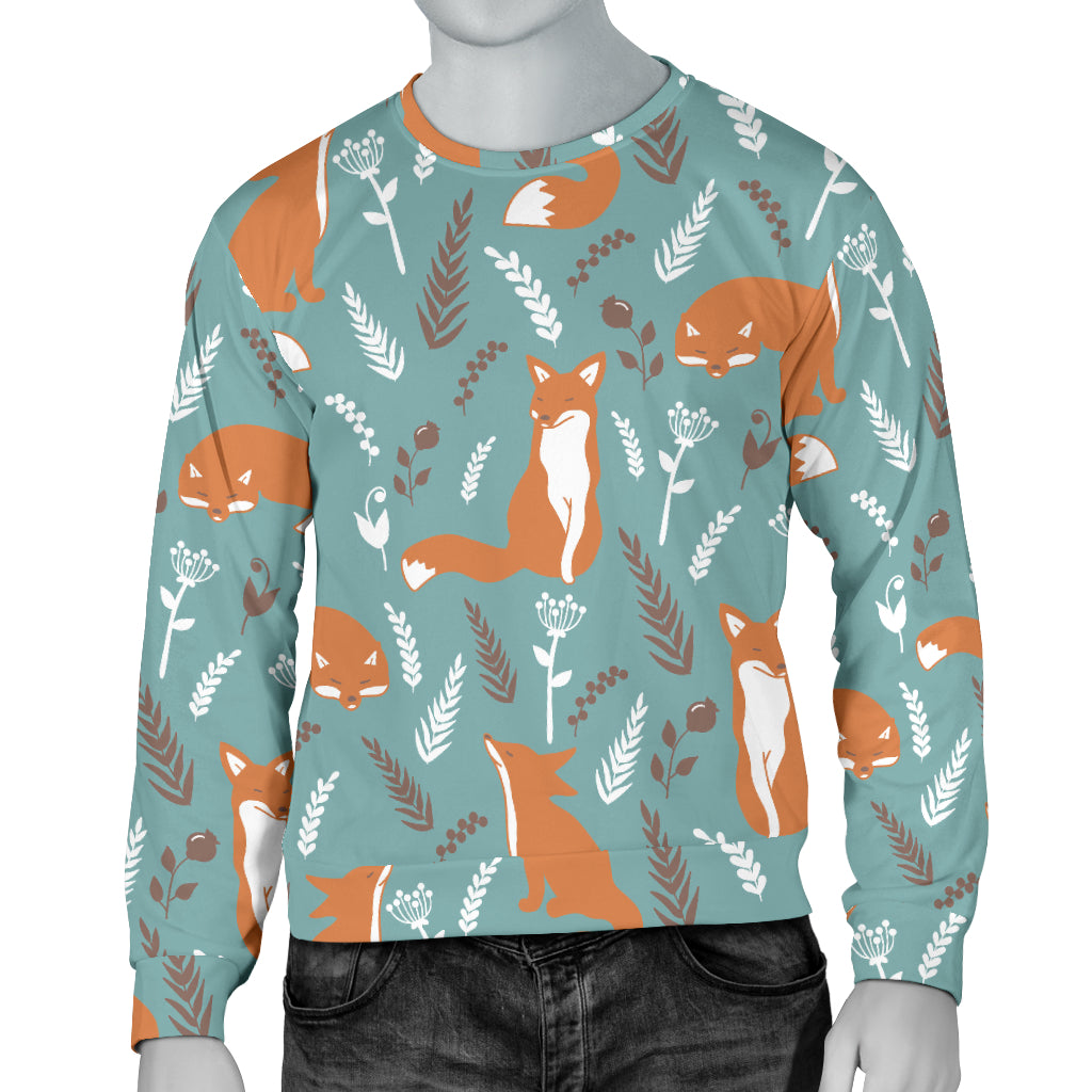 Fox Forest Print Pattern Men Long Sleeve Sweatshirt