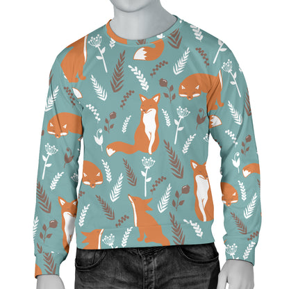 Fox Forest Print Pattern Men Long Sleeve Sweatshirt