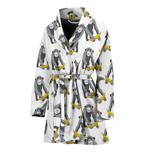 Chimpanzee Pattern Print Design 05 Women Bathrobe