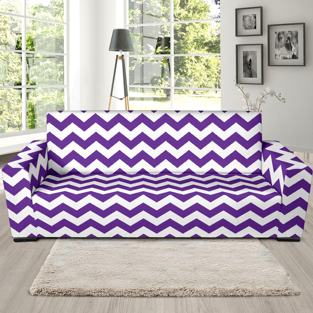 Chevron Purple Pattern Print Design 03 Sofa Slipcover