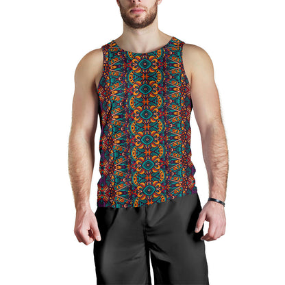Ethnic Style Print Pattern Men Tank Top