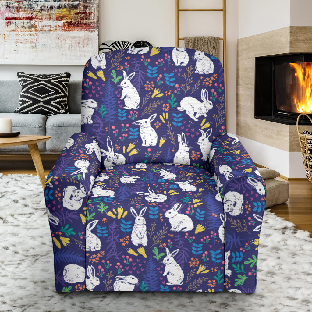 Bunny Pattern Print Design 01 Recliner Slipcover with Pocket