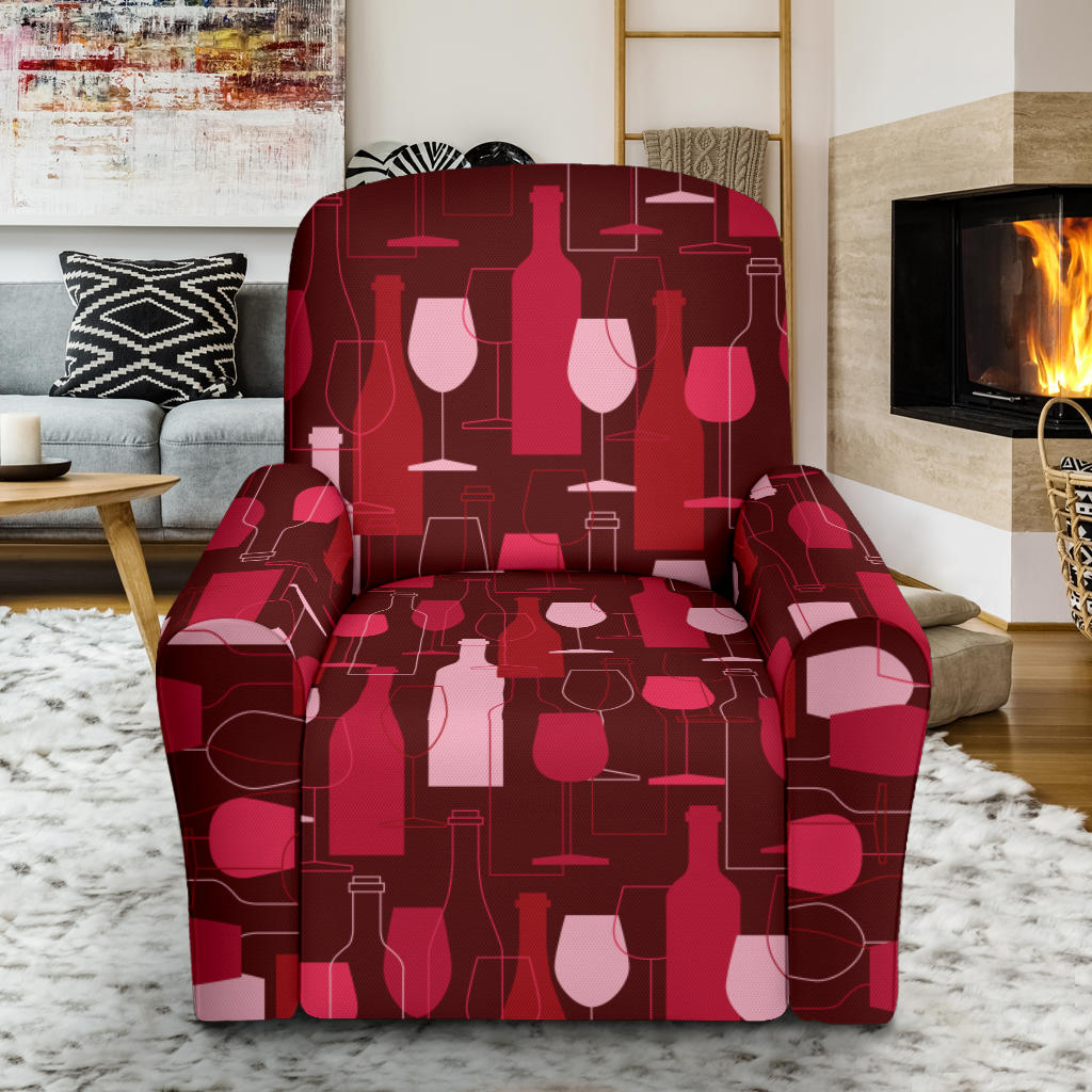 Wine Print Design LKS304 Recliner Slipcover with Pocket