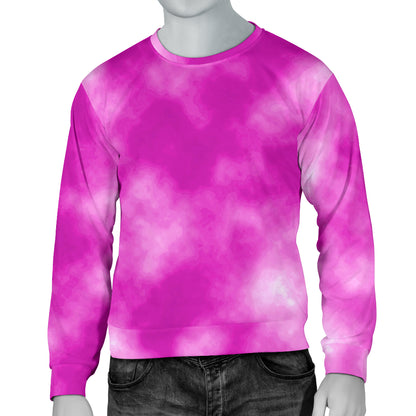 Tie Dye Pink Design Print Men Long Sleeve Sweatshirt