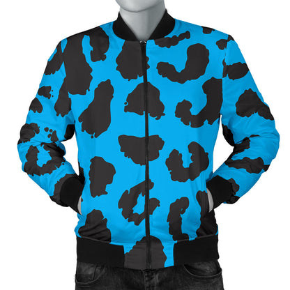 Cheetah Blue Print Pattern Men Bomber Jacket