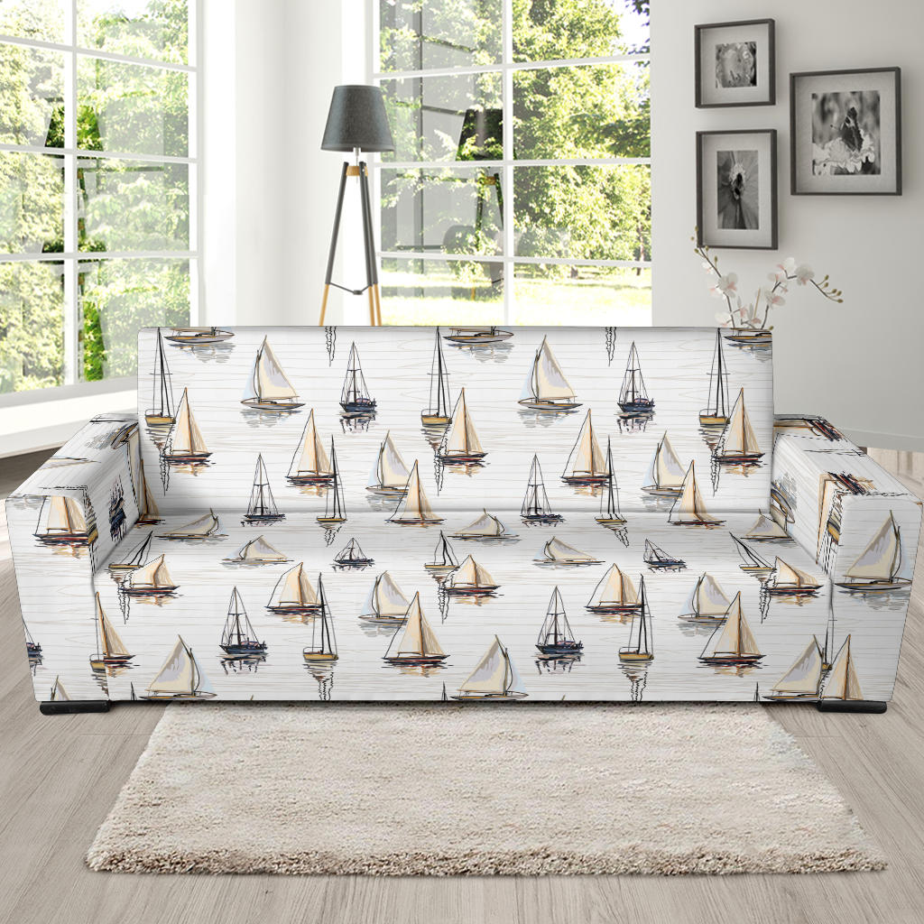 Sailboat Paint Pattern Print Design LKS307 Sofa Slipcover