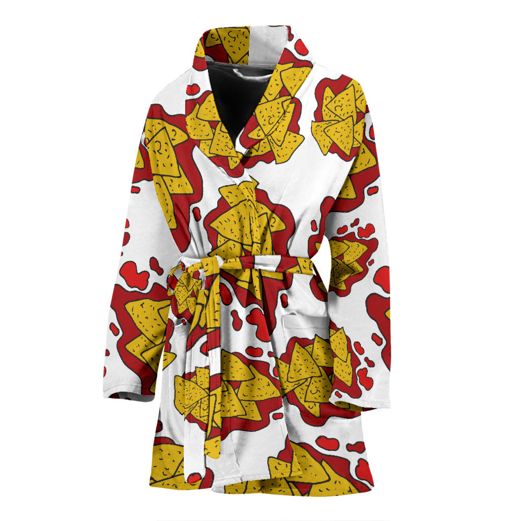 Nachos Pattern Print Design A03 Women Bathrobe
