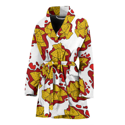 Nachos Pattern Print Design A03 Women Bathrobe