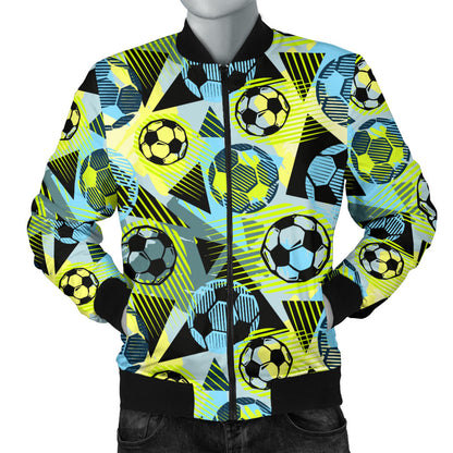 Soccer Ball Themed Print Design Men Bomber Jacket