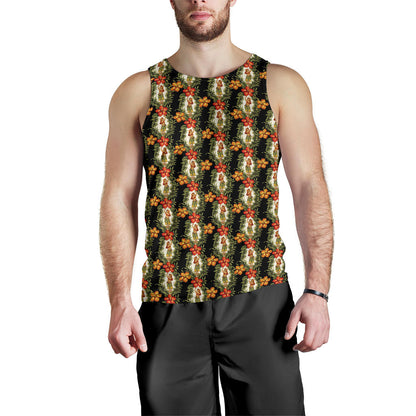 Hawaiian Flower Hula Hibiscus Print Men Tank Top