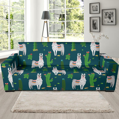 Llama Cactus Pattern Print Design 013 Sofa Slipcover