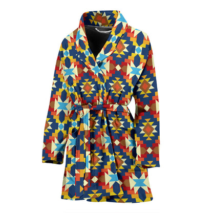 Aztec Pattern Print Design 01 Women Bathrobe