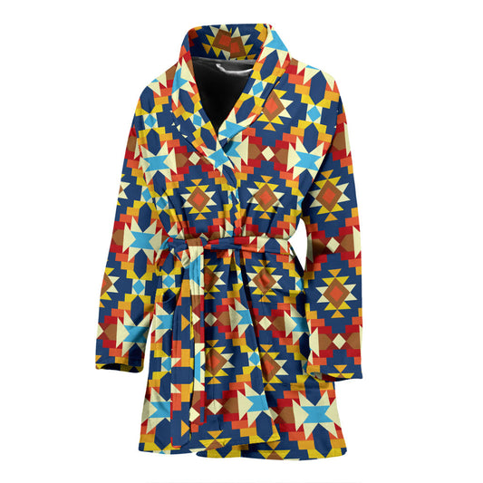 Aztec Pattern Print Design 01 Women Bathrobe