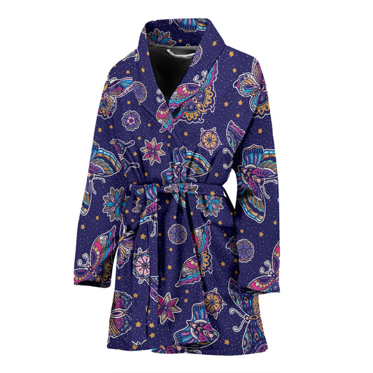Butterfly Print Design LKS303 Women Bathrobe