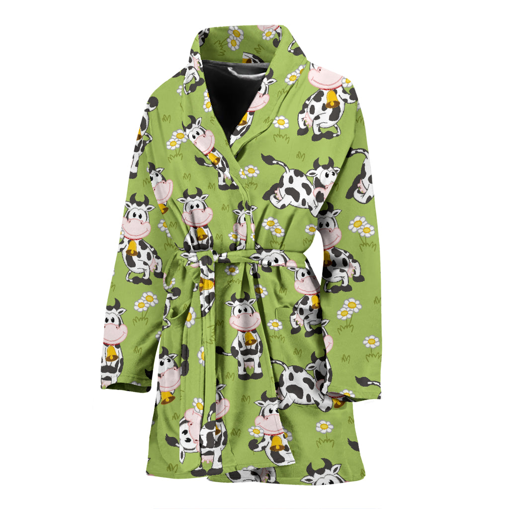 Cattle Print Design LKS401 Women Bathrobe