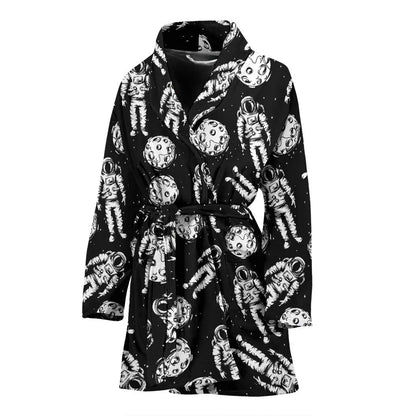 Astronaut Pattern Print Design 03 Women Bathrobe