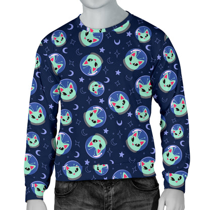 Alien Cat Men Long Sleeve Sweatshirt