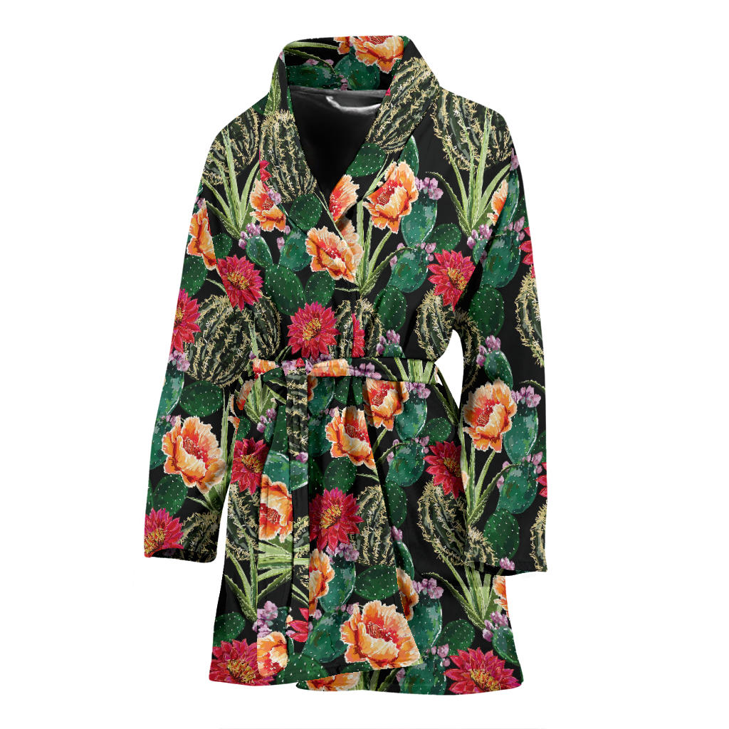 Cactus Pattern Print Design 06 Women Bathrobe